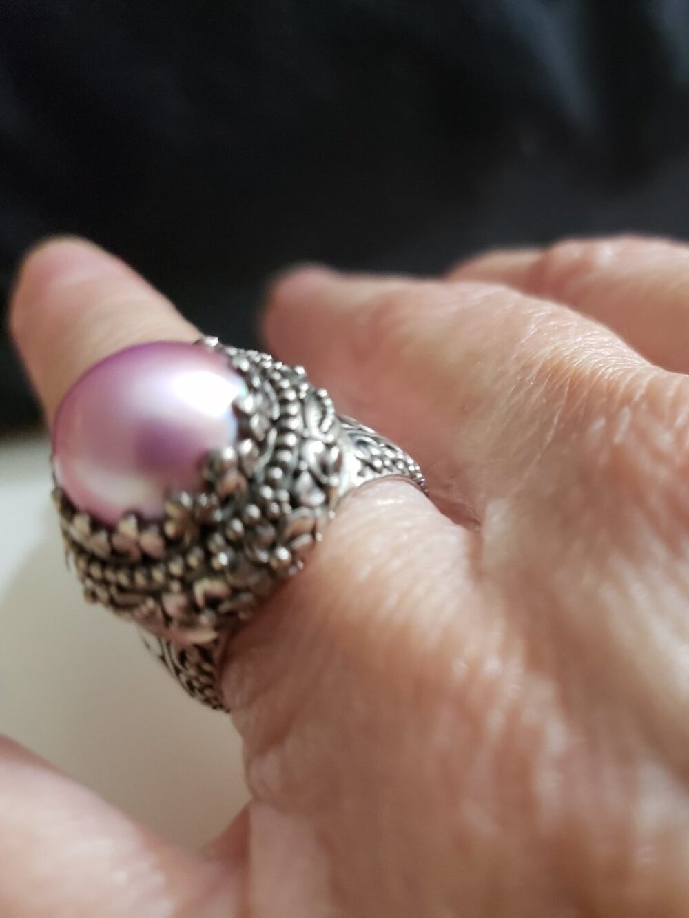 JTV ARTISAN OF BALI  PINK MABE PEARL STERLING SILVER RING SIZE 8.5
